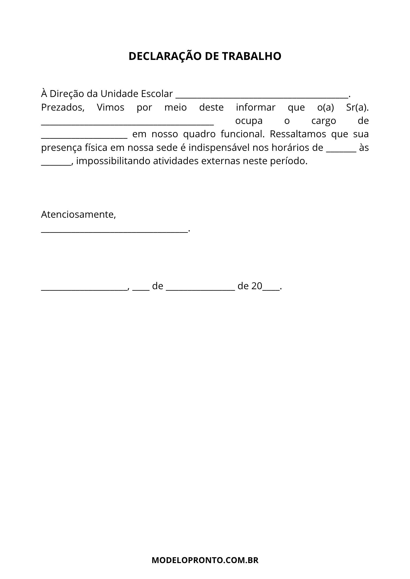 Declaração de Trabalho Para Escola: 19 Modelos Prontos